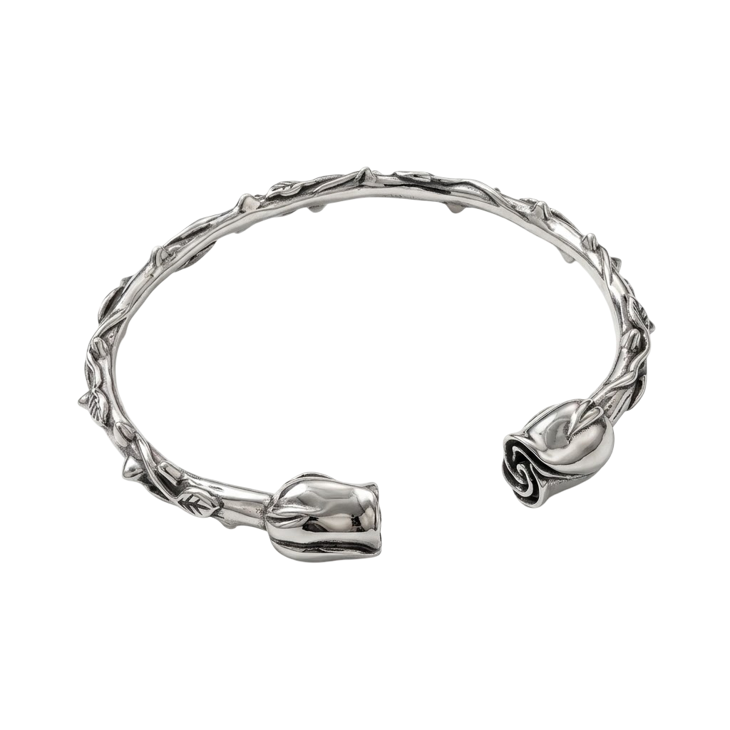 Rose flower bangle bracelet