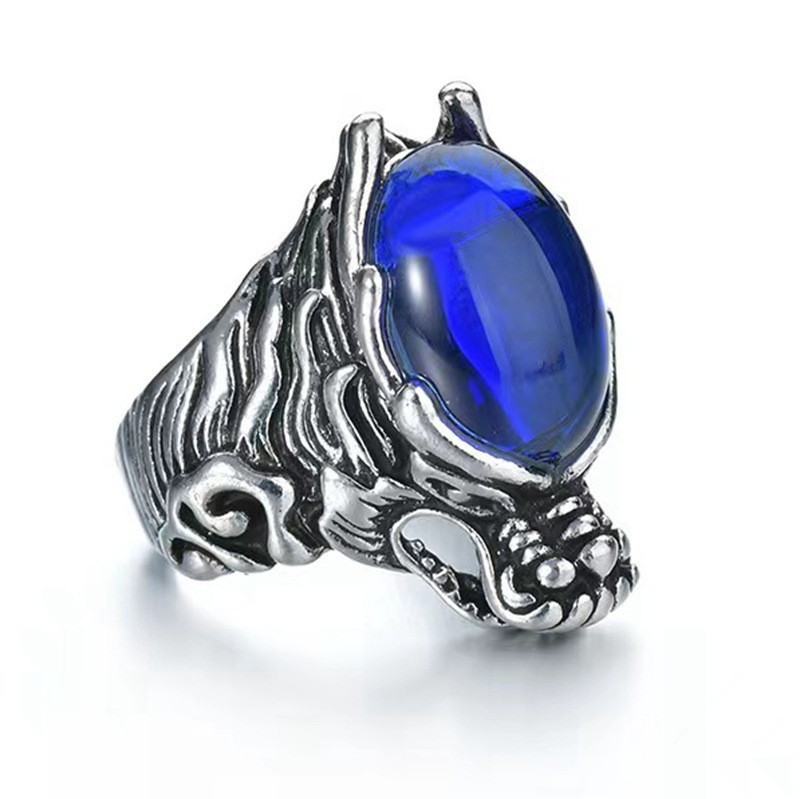 Gemstone Dragon Head Ring 