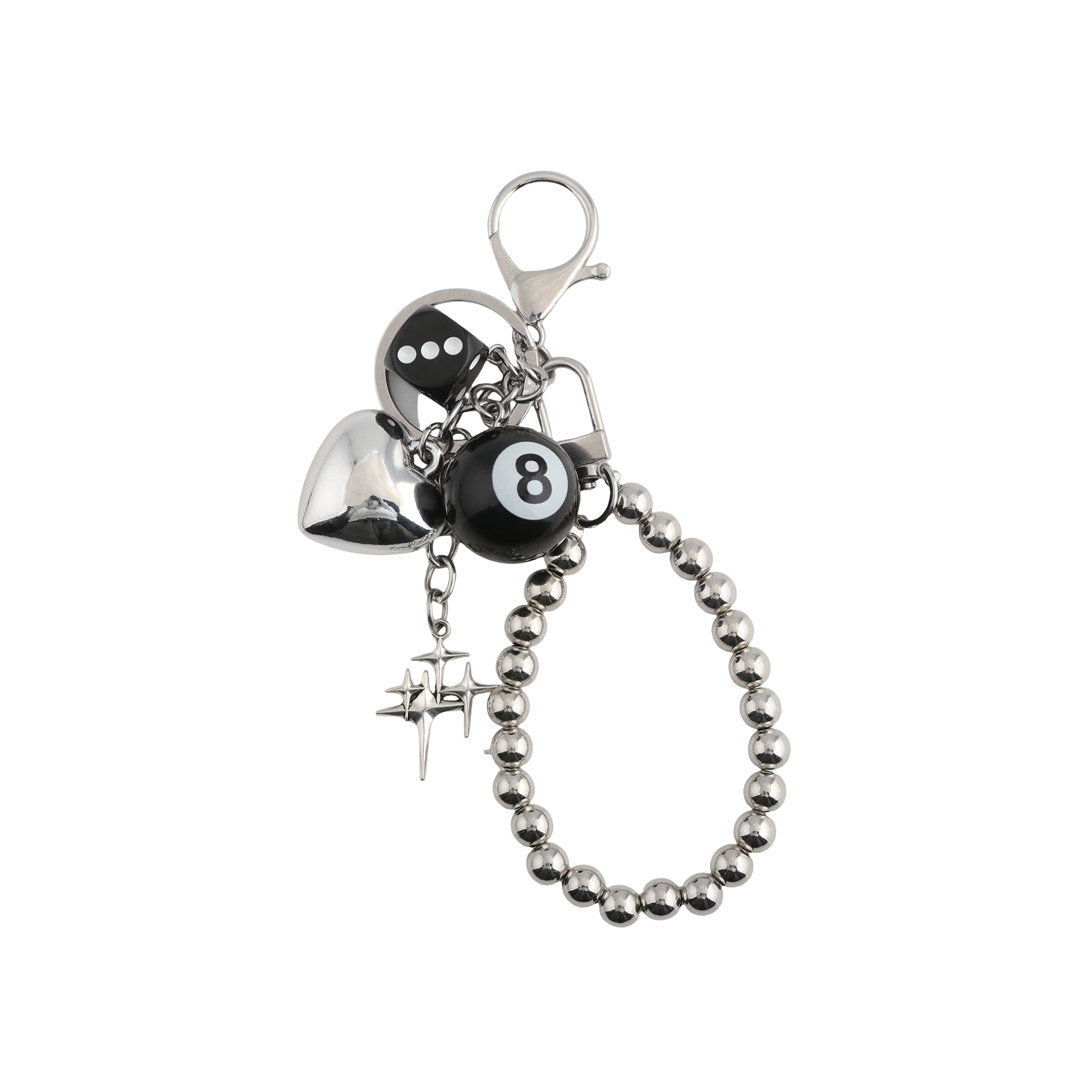 Multi-charm keychain 8-ball, 