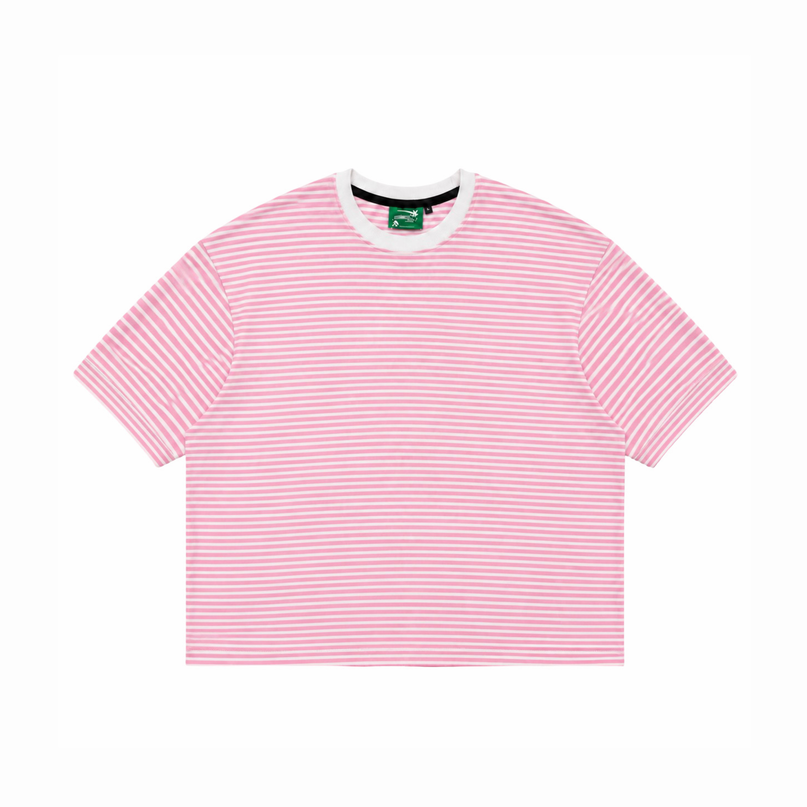 PINK AND WHITE STRIPED BOXY TEE 