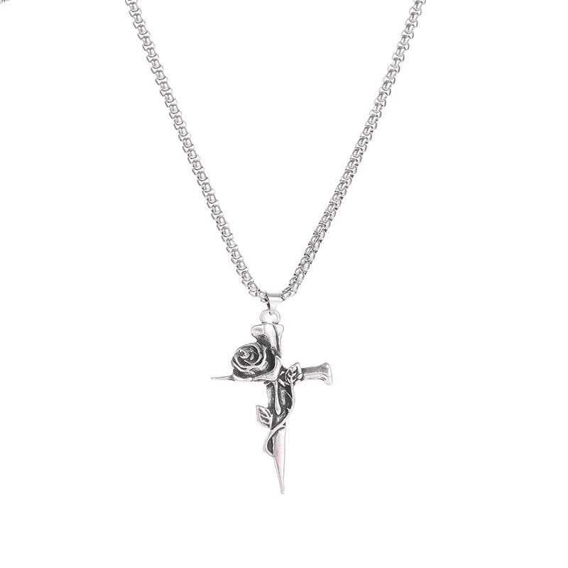Rose cross necklace