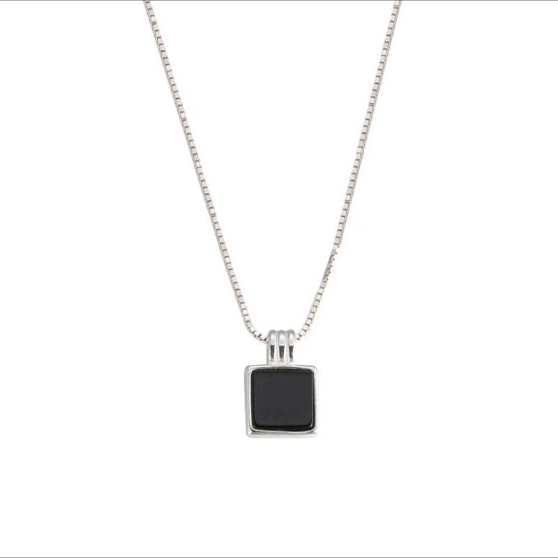 Black tourmaline square pendant
