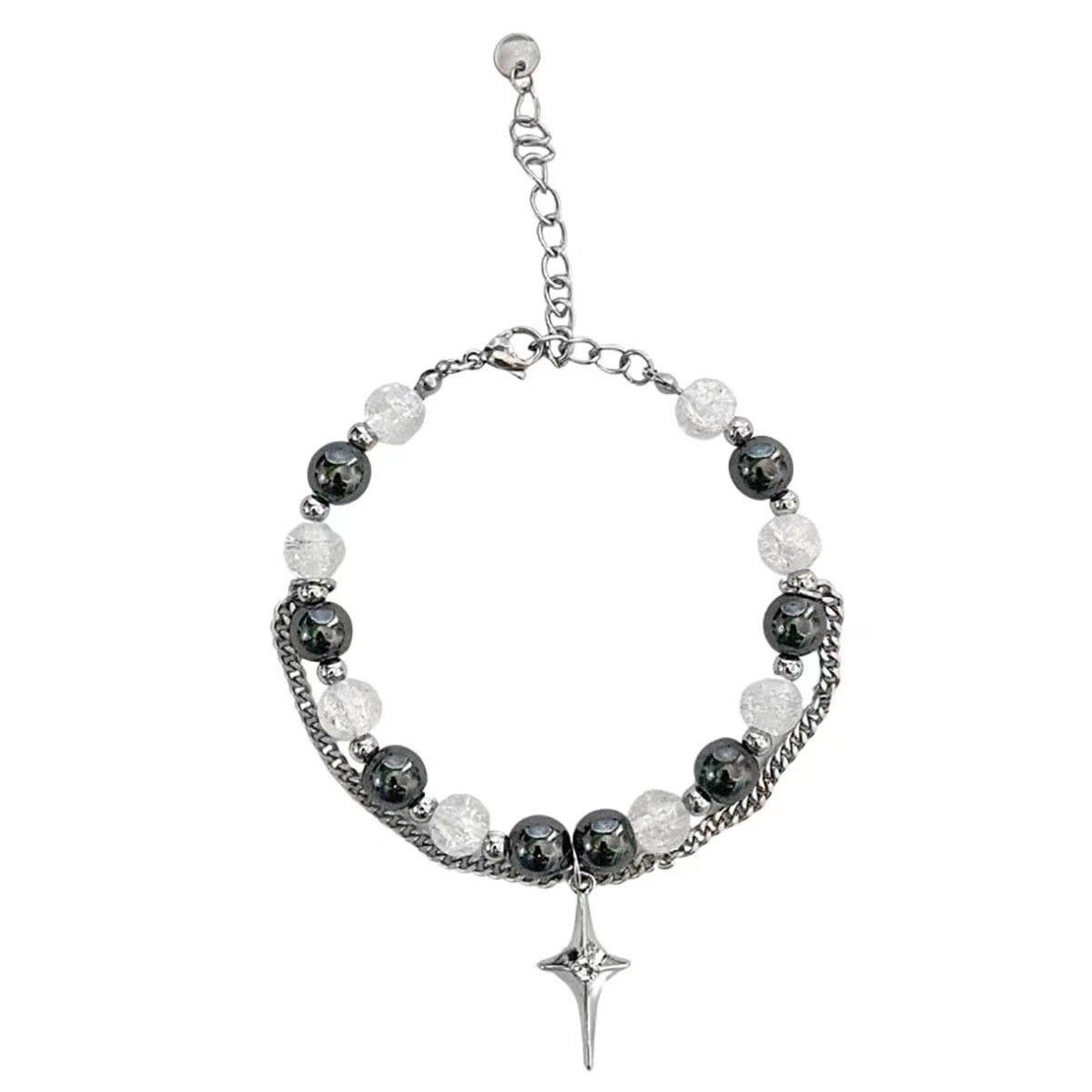 Crackle glass and alloy beads braclet