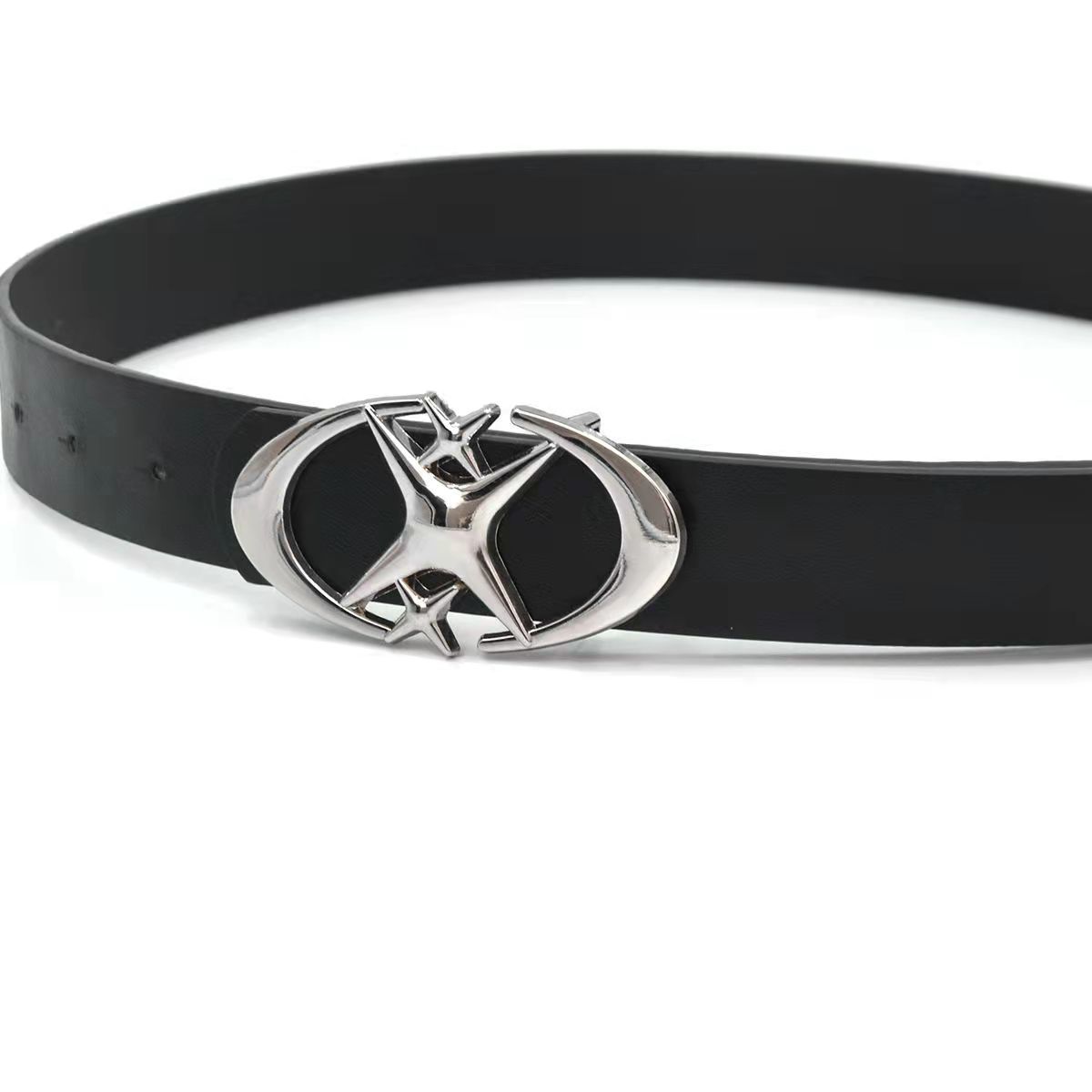 Double crescent cross star buckle belt