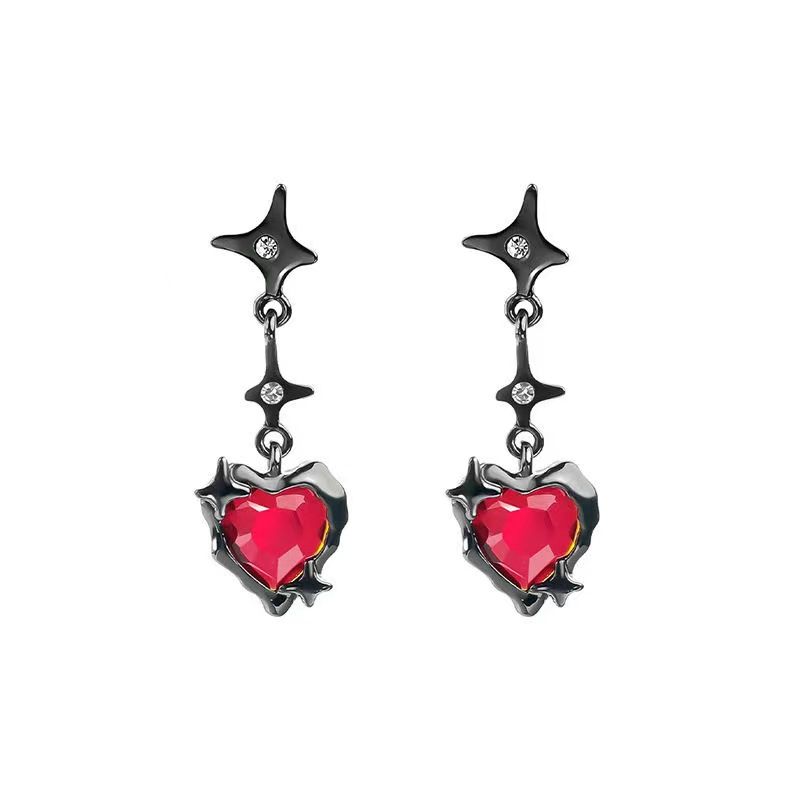 Goth Red Heart Earring