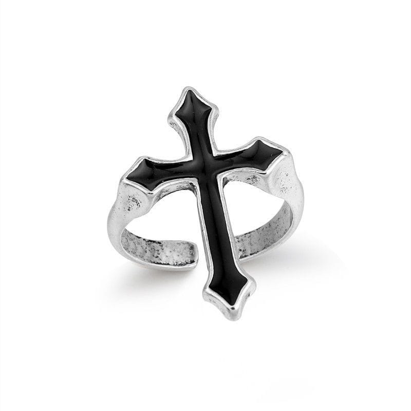 Vintage black cross ring 