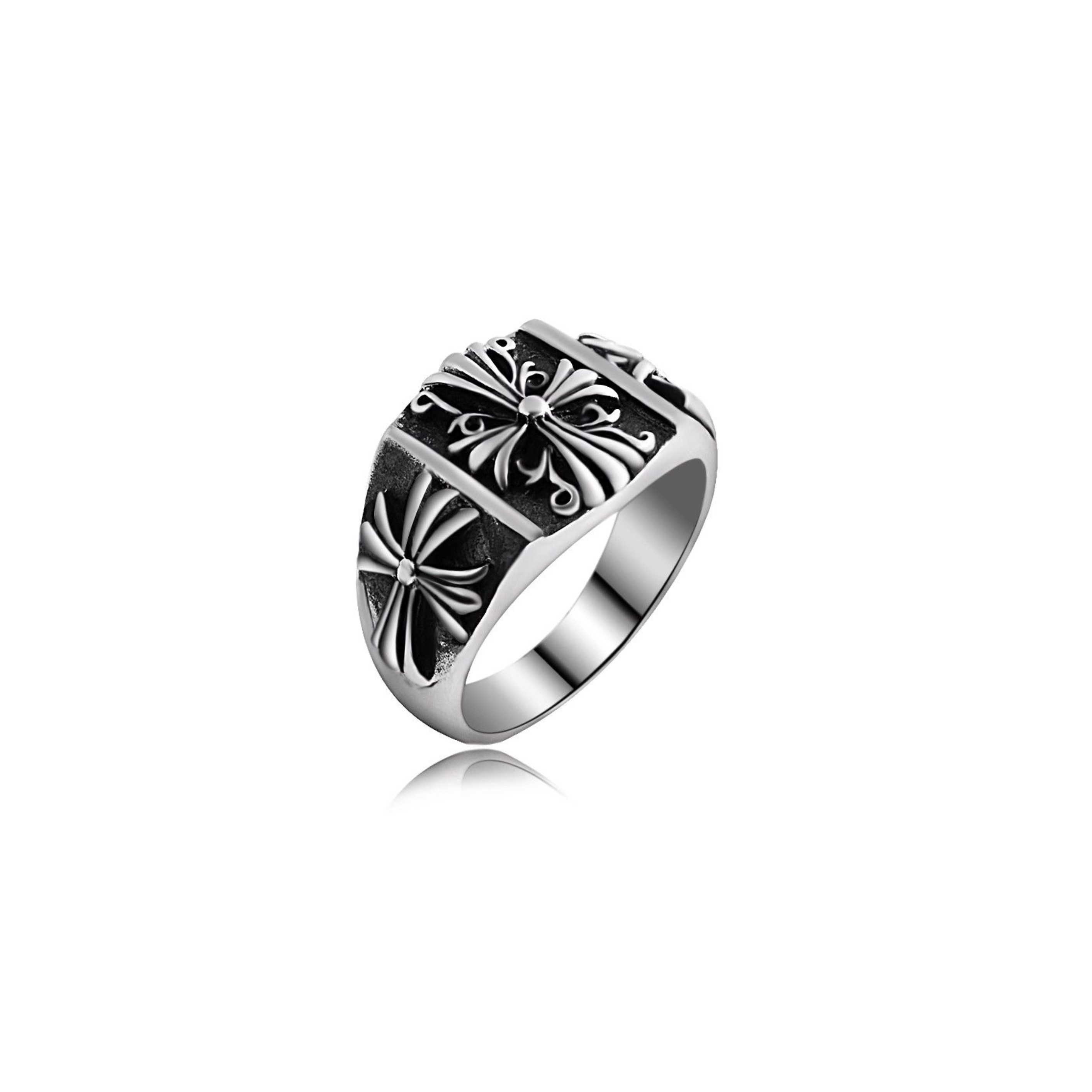 cross signet band ring,