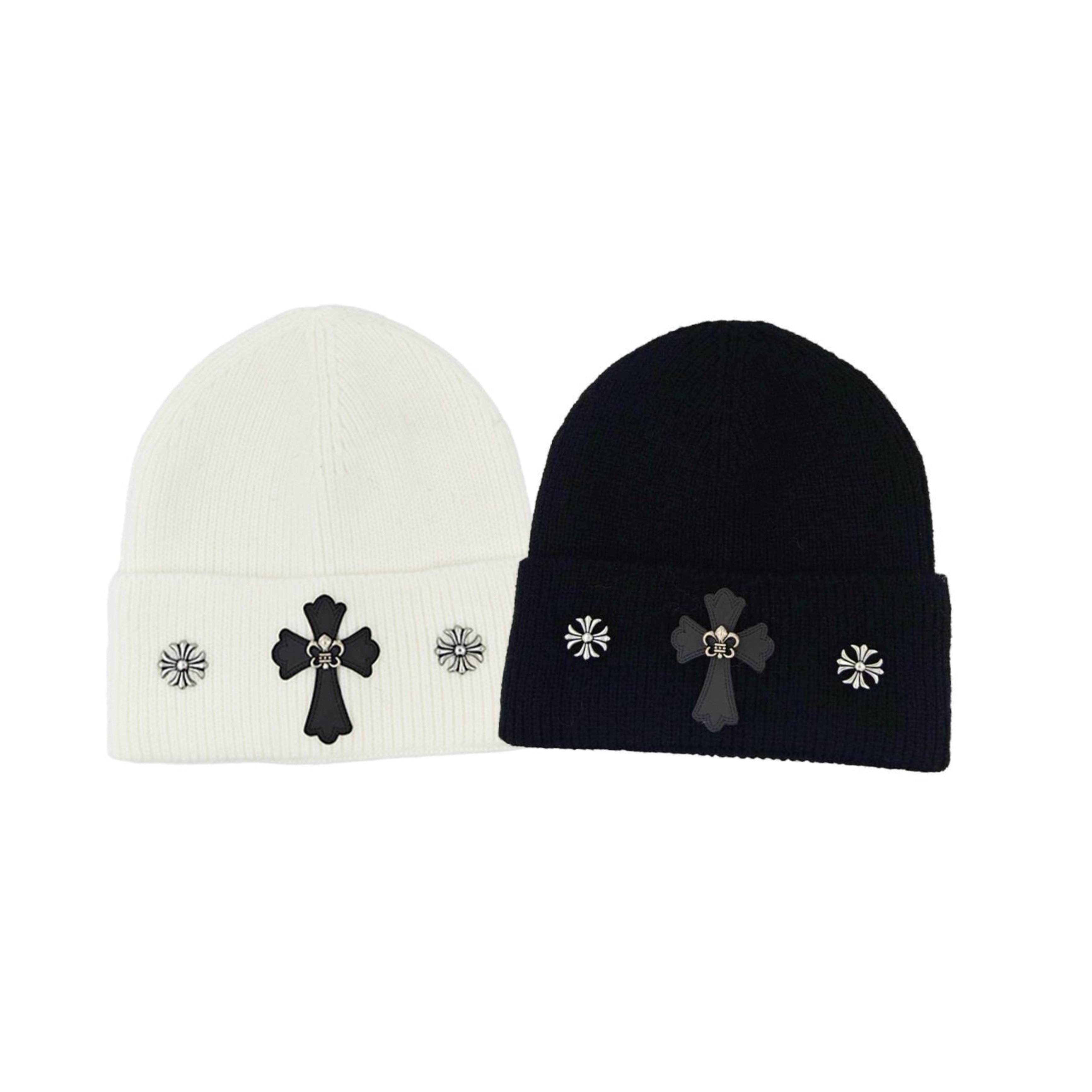 Chrome ribbed beanie hats 