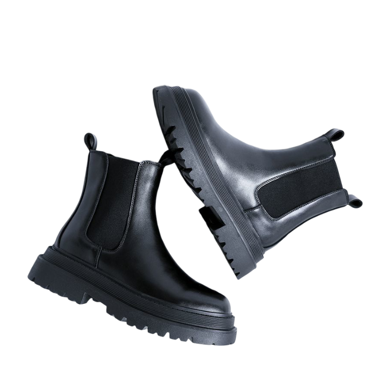 black chunky Chelsea boots.