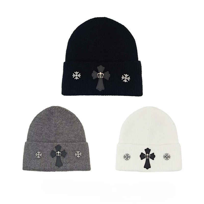 Chrome ribbed beanie hats 