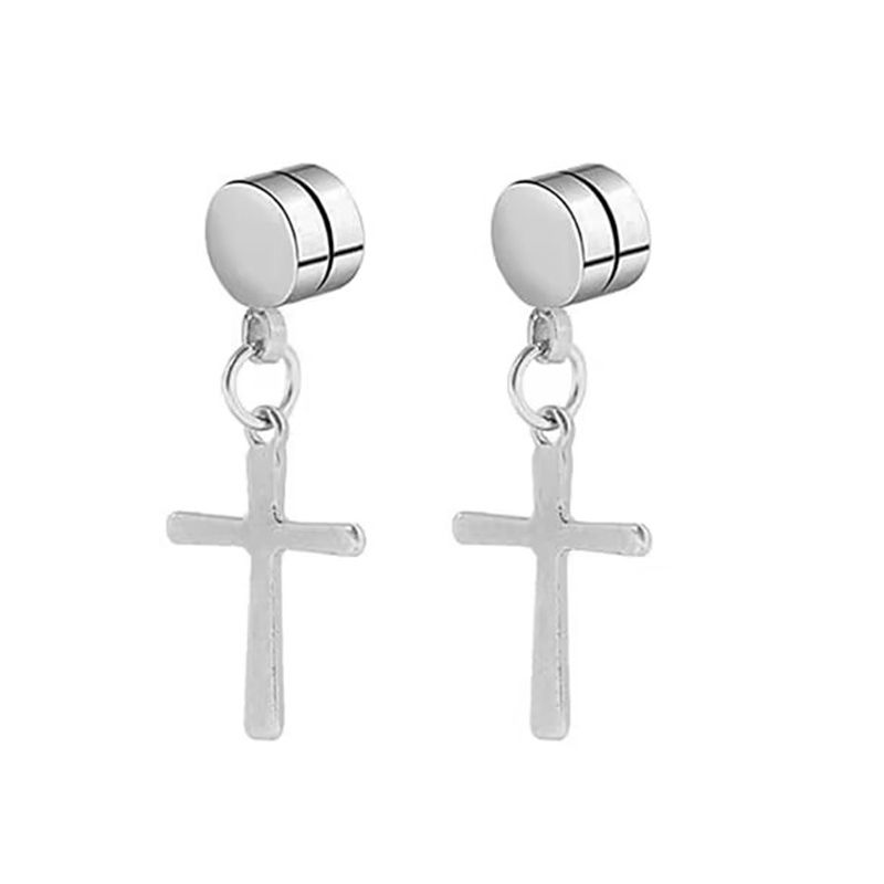 magnetic cross clip-on earrings. 