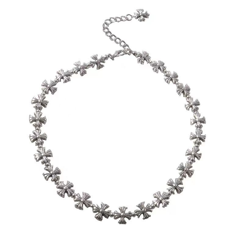 Chrome Cross Chain Necklace 