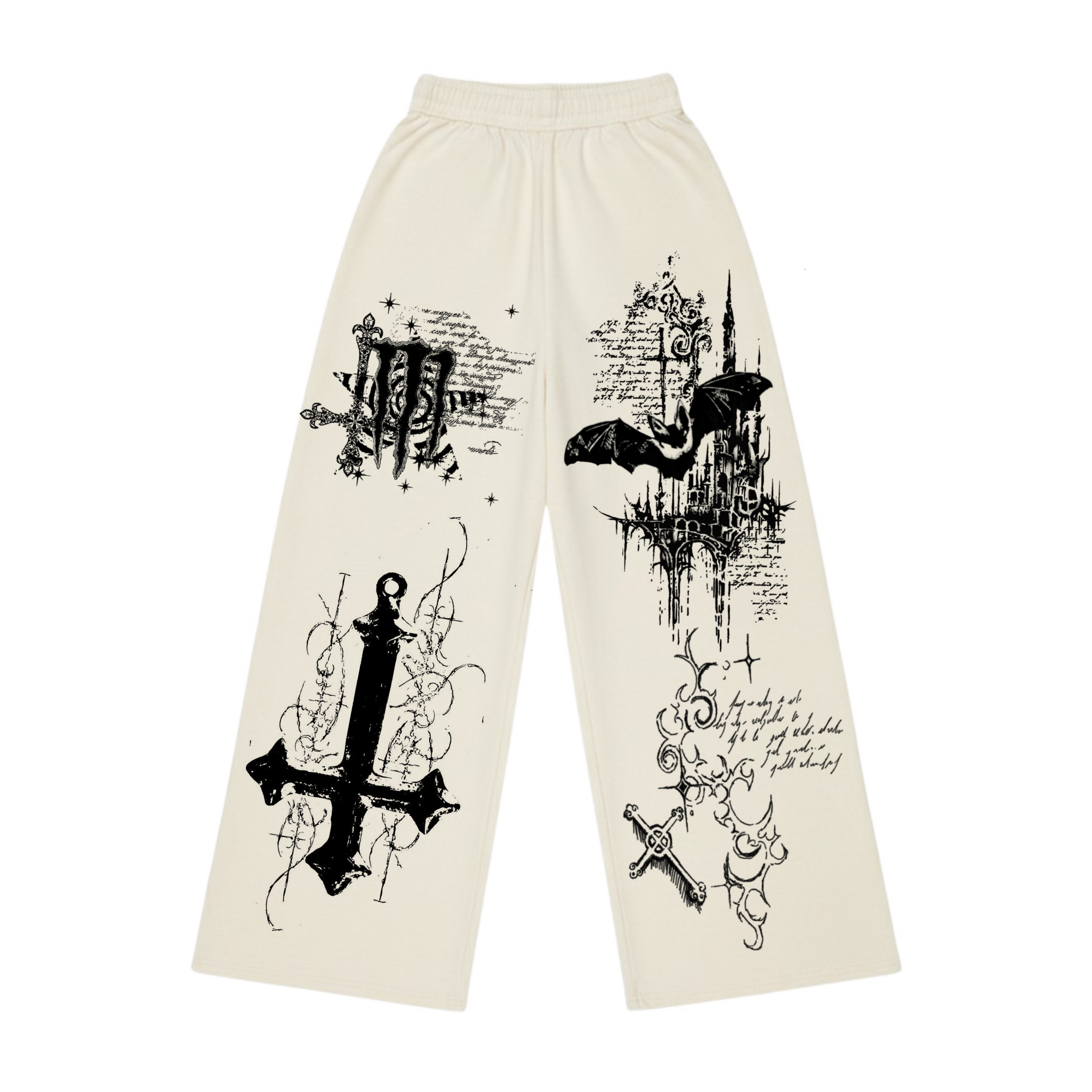 Sweatpants feature gothic