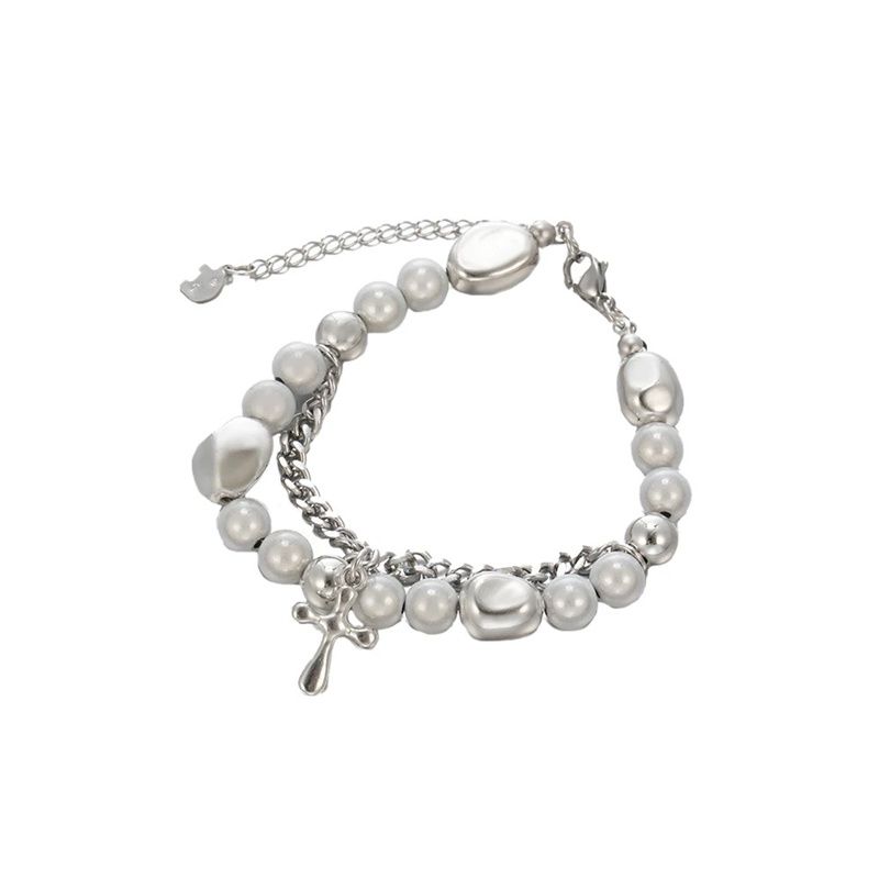 Chic Cross Stitch Pearl Bracelet With A Cool Reflective Shine