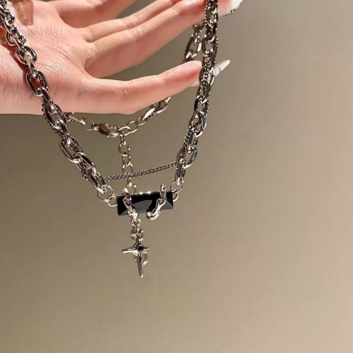 Y2k Black Stone Necklace thumbnail